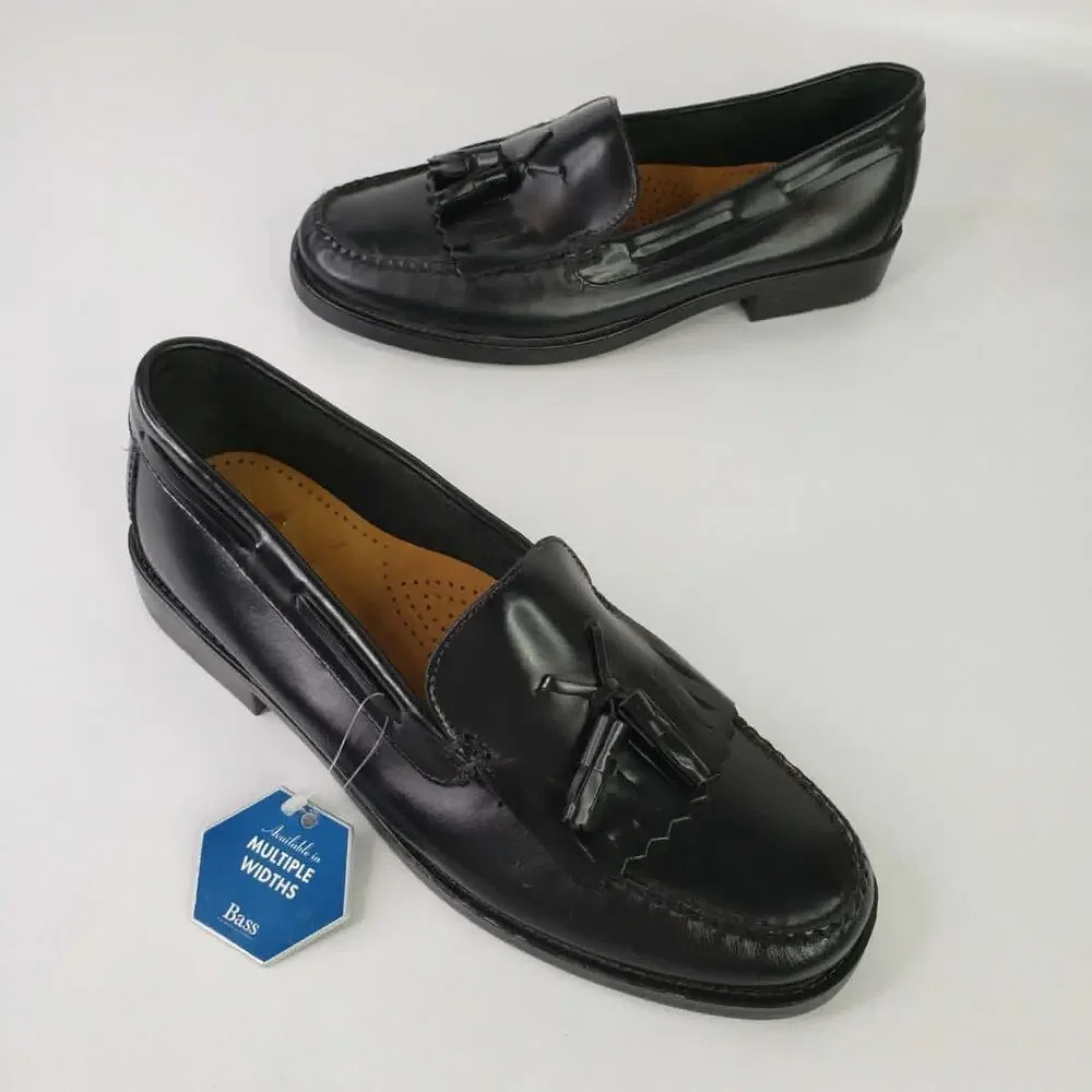 G H Bass & Co Loafers Weejuns Black Leather Marietta Tassle Slip On 9W New